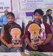 Bhojpuriya Kaka Arun Singh And Actor Dev Singh Honoured With Uttar Bhartiya Gaurav Sanman