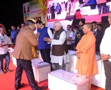 CMD of Global Advertisers Sanjeev Gupta Honored by Uttar Pradesh Chief Minister Yogi Adivatinath, Governor Ram Naik, on the  Sthapana Divas  of Uttar Pradesh