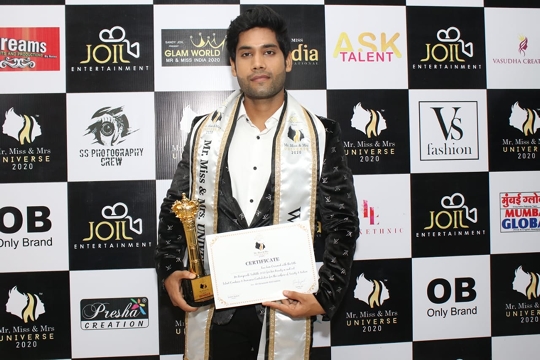 Pranav Pandey Bags Prestigious Award Mr Universe 2020 At Grand Finale In Mumbai The Pageant Presented By Joil Entertainment